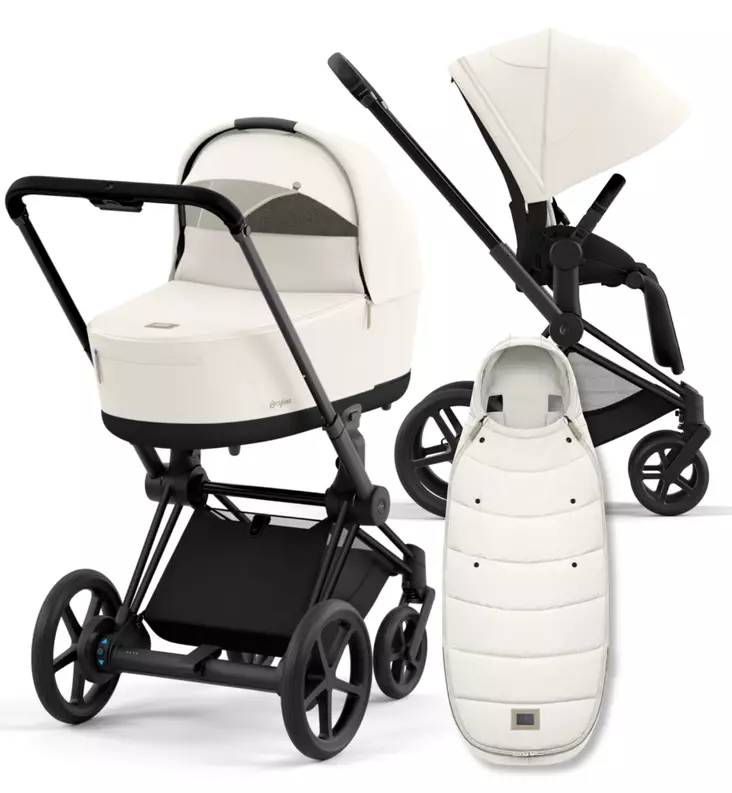 Cybex ePriam 4 Lastenvaunujen Starttipaketti Platinum lämpöpussilla white wauva - Yhdistelmävaunut - 521002365-POWL - 1