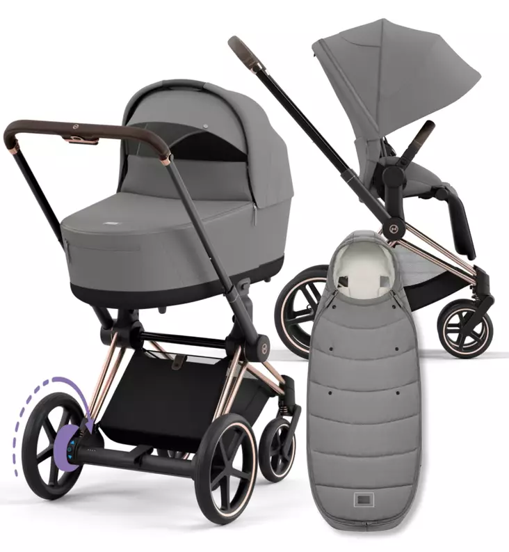 Cybex ePriam 4 Lastenvaunujen Starttipaketti Platinum lämpöpussilla grey wauva - Yhdistelmävaunut - 521002373-PMGL - 1