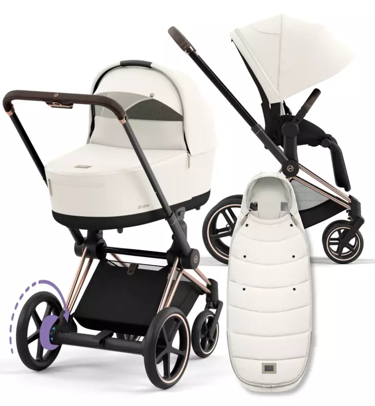 Cybex ePriam 4 Lastenvaunujen Starttipaketti Platinum lämpöpussilla white wauva - Yhdistelmävaunut - 521002373-POWL - 1