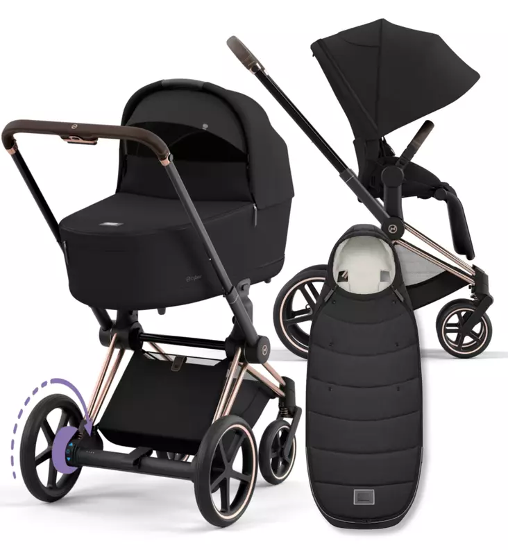 Cybex ePriam 4 Lastenvaunujen Starttipaketti Platinum lämpöpussilla black wauva - Yhdistelmävaunut - 521002373-PSBL - 1