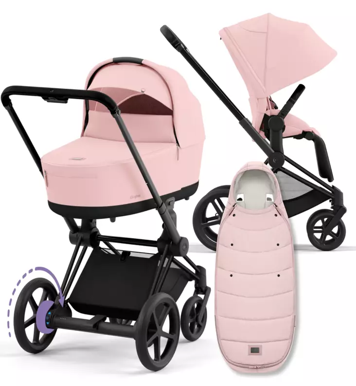 Cybex ePriam 4 Lastenvaunujen Starttipaketti Platinum lämpöpussilla pink wauva - Yhdistelmävaunut - 521002365-PPPL - 1
