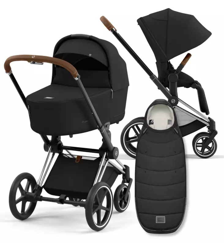 Cybex Priam 4 Lastenvaunujen Starttipaketti Platinum lämpöpussilla black wauva - Yhdistelmävaunut - 521002319-PSBL - 1