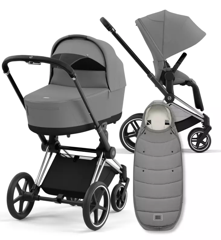 Cybex Priam 4 Lastenvaunujen Starttipaketti Platinum lämpöpussilla grey wauva - Yhdistelmävaunut - 521002325-PMGL - 1