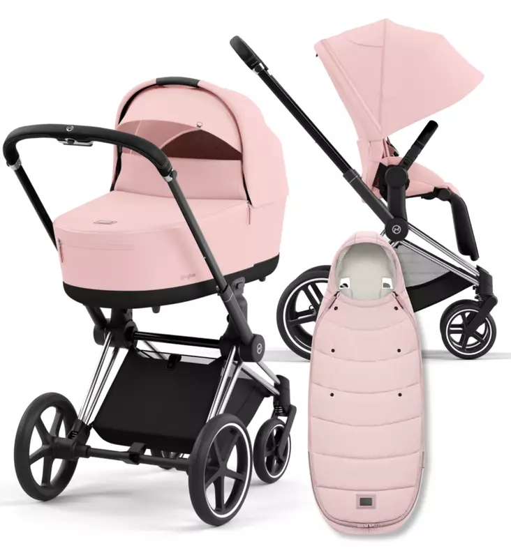 Cybex Priam 4 Lastenvaunujen Starttipaketti Platinum lämpöpussilla pink wauva - Yhdistelmävaunut - 521002325-PPPL - 1