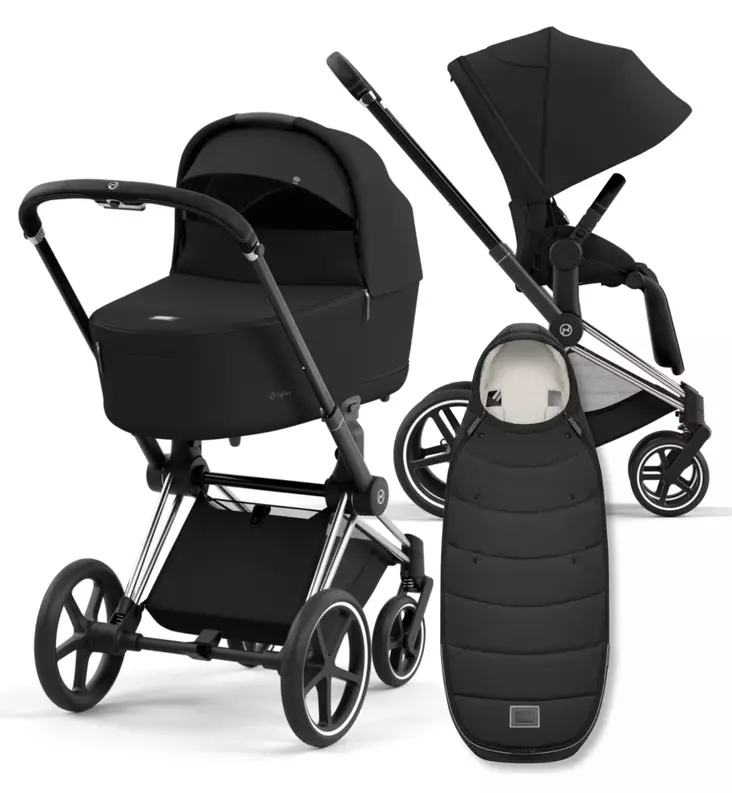 Cybex Priam 4 Lastenvaunujen Starttipaketti Platinum lämpöpussilla black wauva - Yhdistelmävaunut - 521002325-PSBL - 1