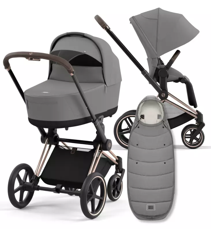 Cybex Priam 4 Lastenvaunujen Starttipaketti Platinum lämpöpussilla grey wauva - Yhdistelmävaunut - 521002337-PMGL - 1