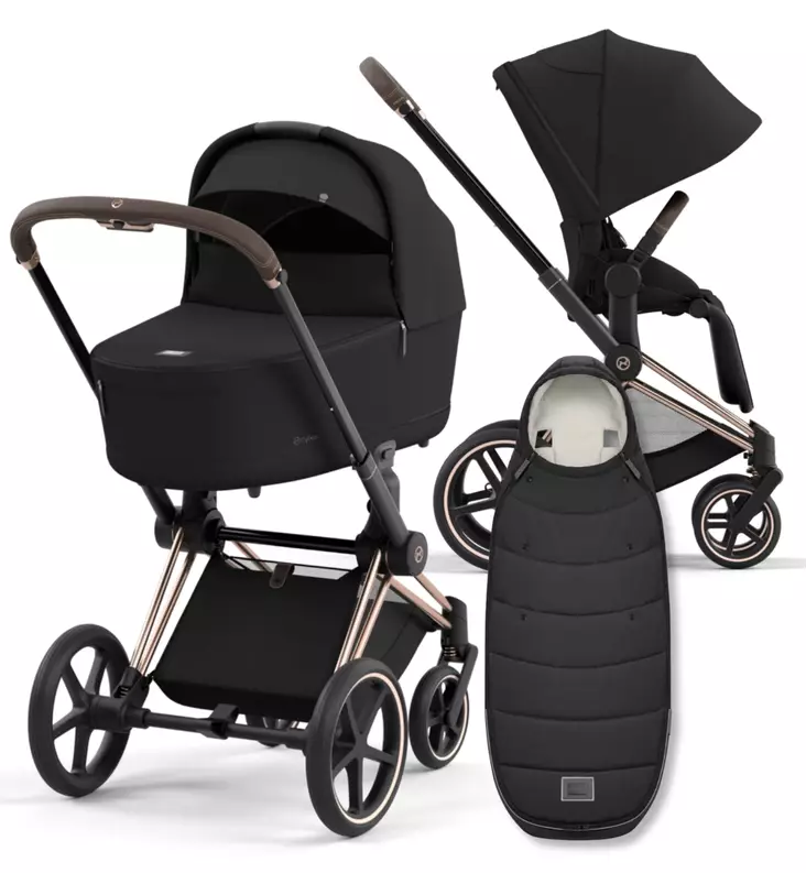 Cybex Priam 4 Lastenvaunujen Starttipaketti Platinum lämpöpussilla black wauva - Yhdistelmävaunut - 521002337-PSBL - 1