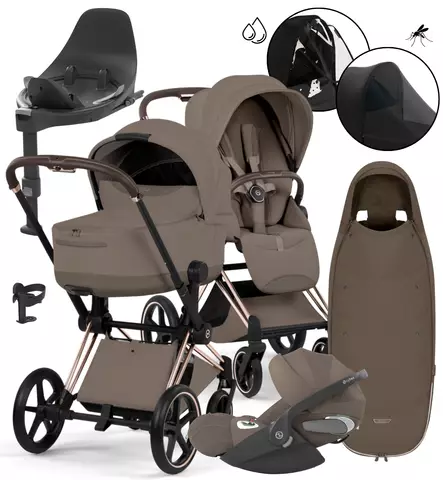 Cybex Priam Style Lastenvaunujen All-in-One Starttipaketti coconut brown rose gold wauva - Yhdistelmävaunut - 526000221PALLCOCO - 1