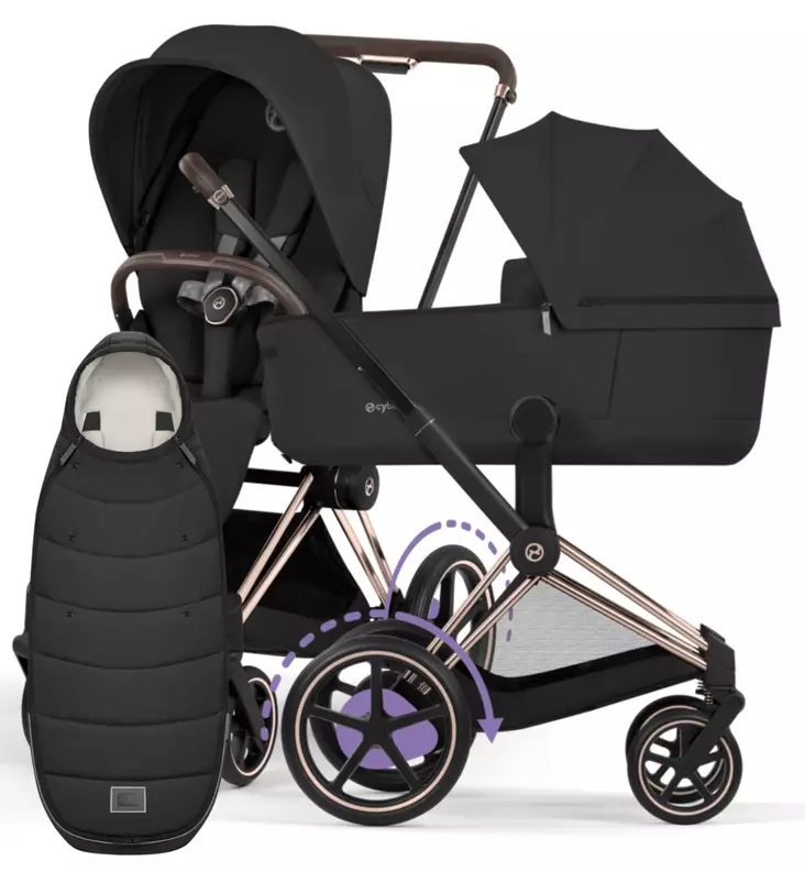 Cybex ePriam Comfort Lastenvaunut Lämpöpussilla matt black sepia black wauva - Yhdistelmävaunut - 526000041-PLAMPO - 1