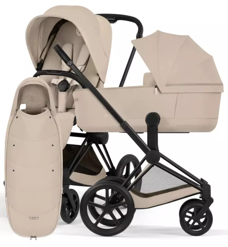 Cybex Priam Comfort Lastenvaunut Lämpöpussilla cozy beige matt black wauva - Yhdistelmävaunut - 526000021-PLAMPO - 1