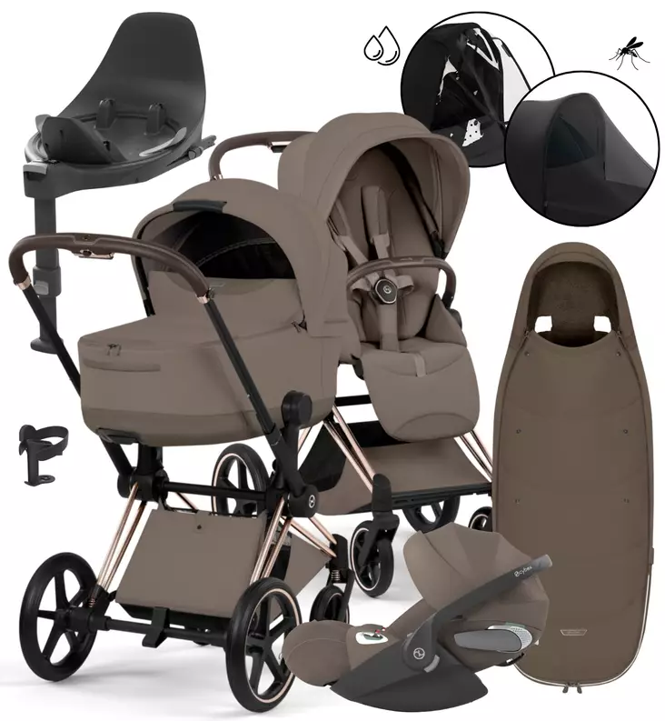Cybex Priam Style Lastenvaunujen All-in-One Starttipaketti coconut brown rose gold wauva - Yhdistelmävaunut - 526000221PALLCOCO - 1