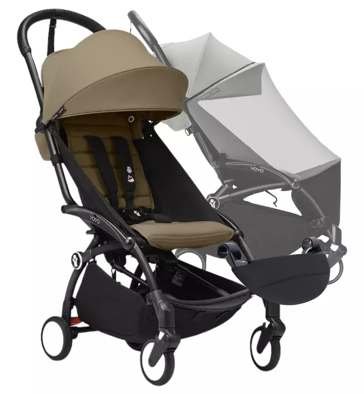 Stokke YOYO³ Matkarattaiden Starttipaketti jalkatuella ja hyönteissuojalla toffee wauva - Matkarattaat - 646002-KPTO - 1