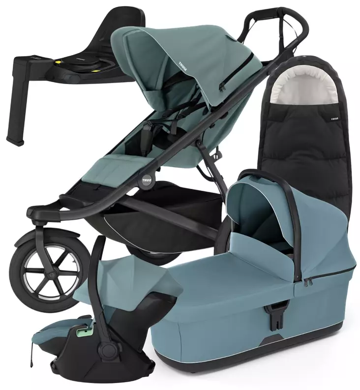 Thule Urban Glide 3 Lastenvaunujen Starttipaketti Maple Turvakaukalolla, jalustalla ja lämpöpussilla mid blue wauva - Yhdistelmävaunut - 10101992-PKSLAMPO - 1
