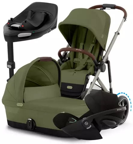 Cybex eGazelle S Sähköavusteisten lastenvaunujen Starttipaketti Cloud G turvakaukalolla ja jallustalla moss green wauva - Yhdistelmävaunut - 525000169-SP - 1