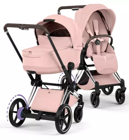 Cybex ePriam Style Sähköavusteiset Lastenvaunut chrome brown peach pink wauva - Yhdistelmävaunut - 526000231-PYPP - 1