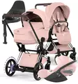 Cybex ePriam Style Sähköavusteiset Lastenvaunut Starttipaketti Cloud T turvakaukalolla ja jalustalla chrome brown peach pink wauva - Yhdistelmävaunut - 526000231SPYPP - 1