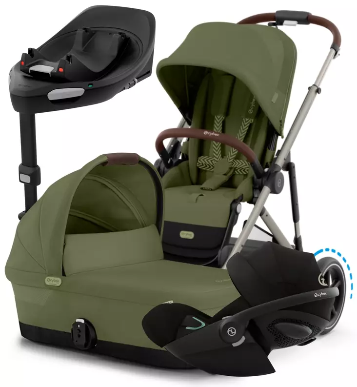 Cybex eGazelle S Sähköavusteisten lastenvaunujen Starttipaketti Cloud G turvakaukalolla ja jallustalla moss green wauva - Yhdistelmävaunut - 525000169-SP - 1