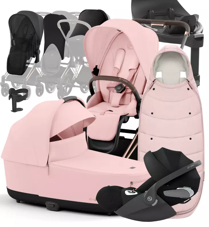 Cybex ePriam 4 Lastenvaunujen Starttipaketti lisävarusteilla peahc pink wauva - Yhdistelmävaunut - 521002373-PLVPP - 1