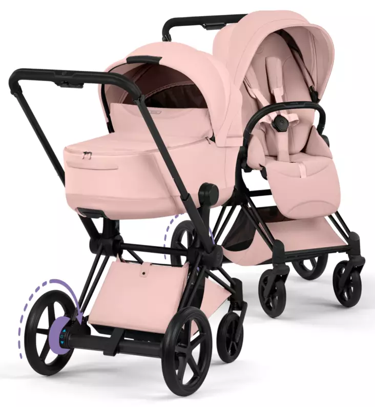 Cybex ePriam Style Sähköavusteiset Lastenvaunut matt black peach pink wauva - Yhdistelmävaunut - 526000243-PYPP - 1