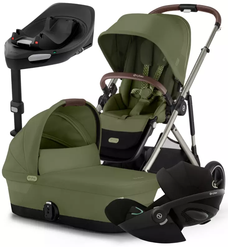 Cybex Gazelle S Lastenvaunujen Starttipaketti Cloud G turvakaukalolla ja jalustalla moss green wauva - Yhdistelmävaunut - 525000121-SP - 1