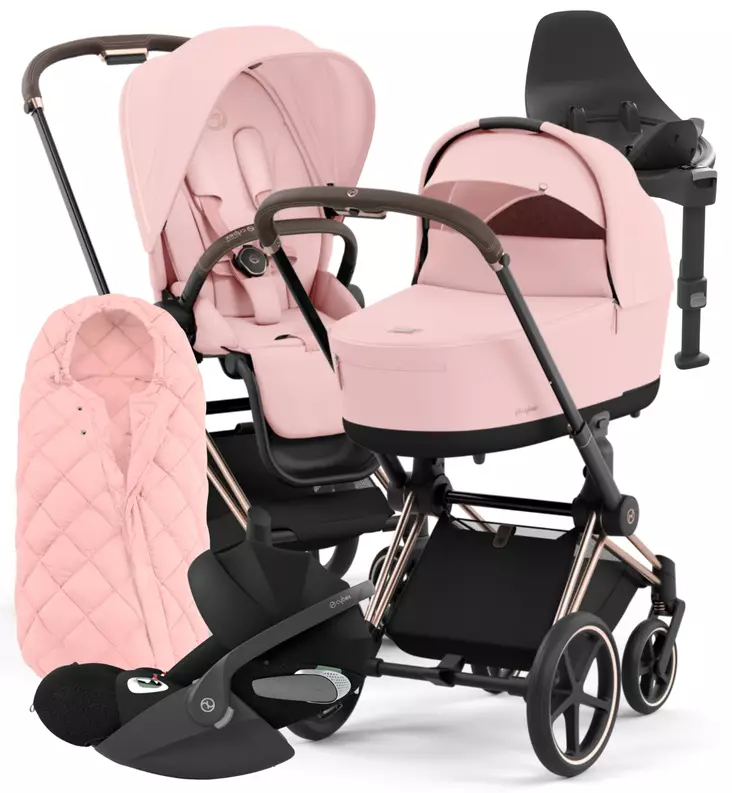 Cybex Priam 4 Lastenvaunujen Starttipaketti turvakaukalolla ja jalustalla + Snøgga lämpöpussi wauva - Yhdistelmävaunut - 521002337-SNPPP - 1