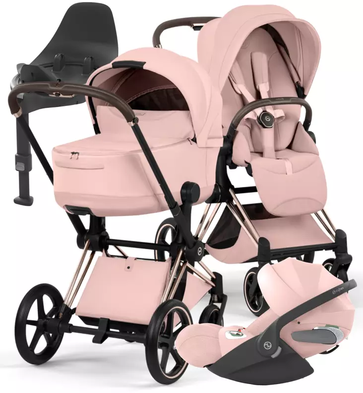 Cybex Priam Style Lastenvaunujen Starttipaketti Cloud T turvakaukalolla ja jalustalla rose gold peach pink wauva - Yhdistelmävaunut - 526000221SPYPP - 1
