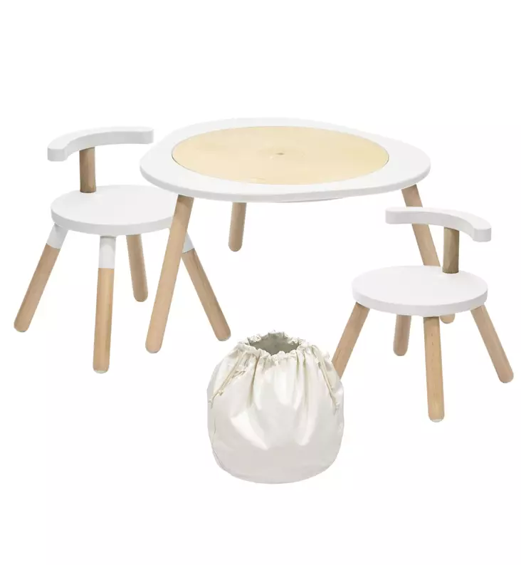 Stokke MuTable V2 Leikkipöytä & Tuolit Starttipaketti Lelusäkillä white wauva - Leikkipöydät ja -tuolit - 627001-KP - 1