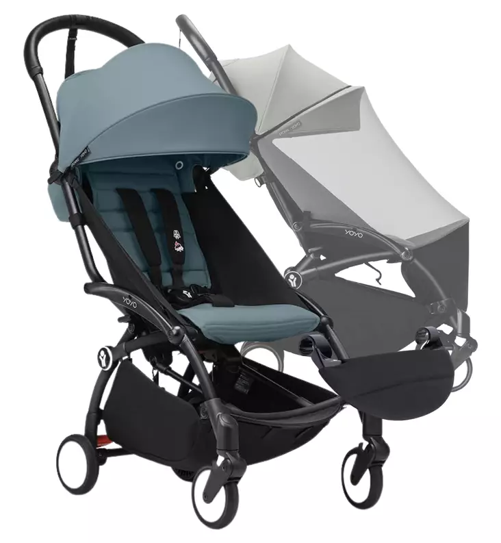 Stokke YOYO³ Matkarattaiden Starttipaketti jalkatuella ja hyönteissuojalla aqua wauva - Matkarattaat - 646002-KPAQ - 1