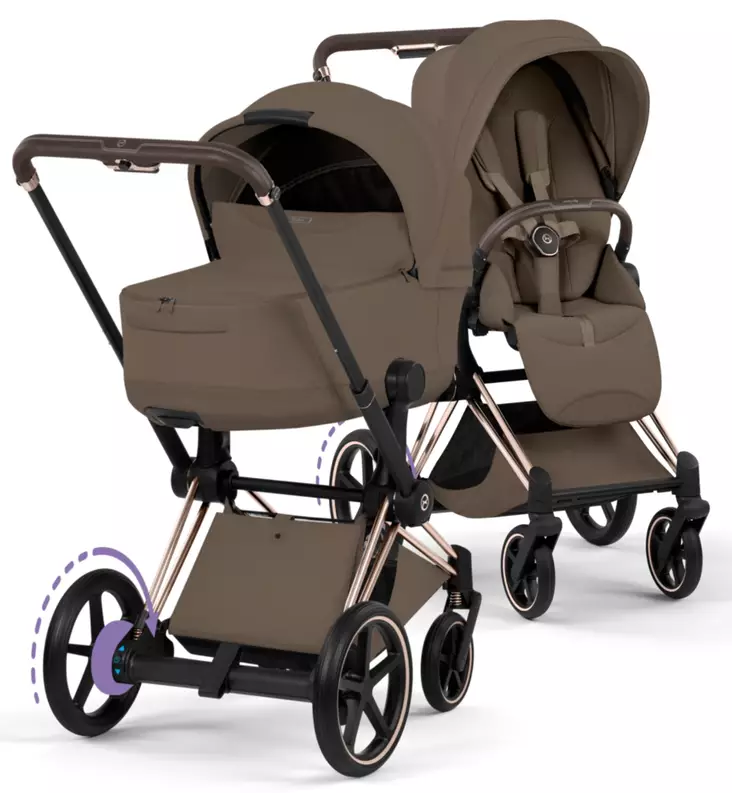 Cybex ePriam Style Sähköavusteiset Lastenvaunut rose cold coconut brown wauva - Yhdistelmävaunut - 526000255-PCBR - 1