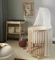Stokke Sleepi Mini V3 Starttipaketti Natural sis. Patja, Verhotanko, Verho, Reunapehmuste, Muotolakana, Suojalakana Wauva - Pinnasängyt ja kehdot - 591301-PS - 2