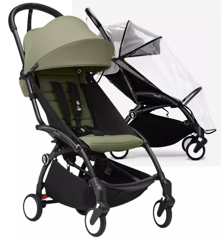 Stokke Yoyo3 Matkarattaat Starttipaketti sadesuojalla olive wauva - Matkarattaat - 646002-POLS - 1