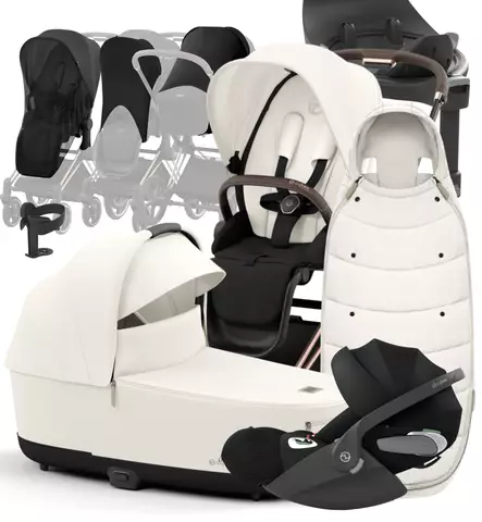 Cybex Priam 4 Lastenvaunujen Starttipaketti lisävarusteilla off white wauva - Yhdistelmävaunut - 521002337-PLVOW - 1