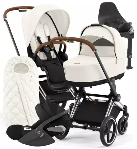 Cybex Priam 4 Lastenvaunujen Starttipaketti turvakaukalolla ja jalustalla + Snøgga lämpöpussi wauva - Yhdistelmävaunut - 521002319-SNPOW - 1