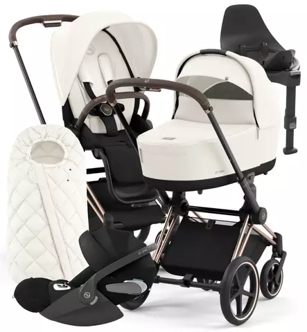 Cybex Priam 4 Lastenvaunujen Starttipaketti turvakaukalolla ja jalustalla + Snøgga lämpöpussi wauva - Yhdistelmävaunut - 521002337-SNPOW - 1