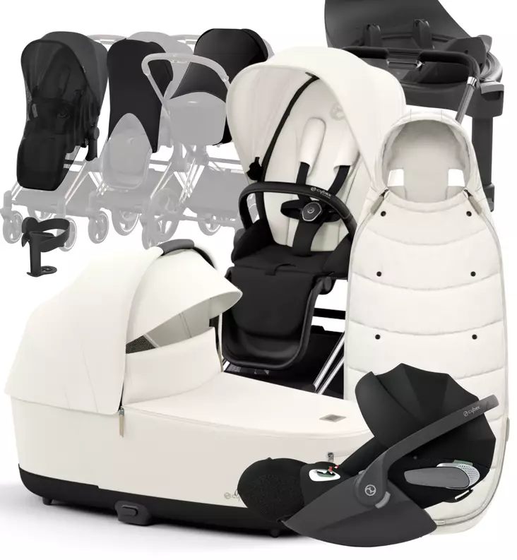 Cybex ePriam 4 Lastenvaunujen Starttipaketti lisävarusteilla off white wauva - Yhdistelmävaunut - 521002357-PLVOW - 1