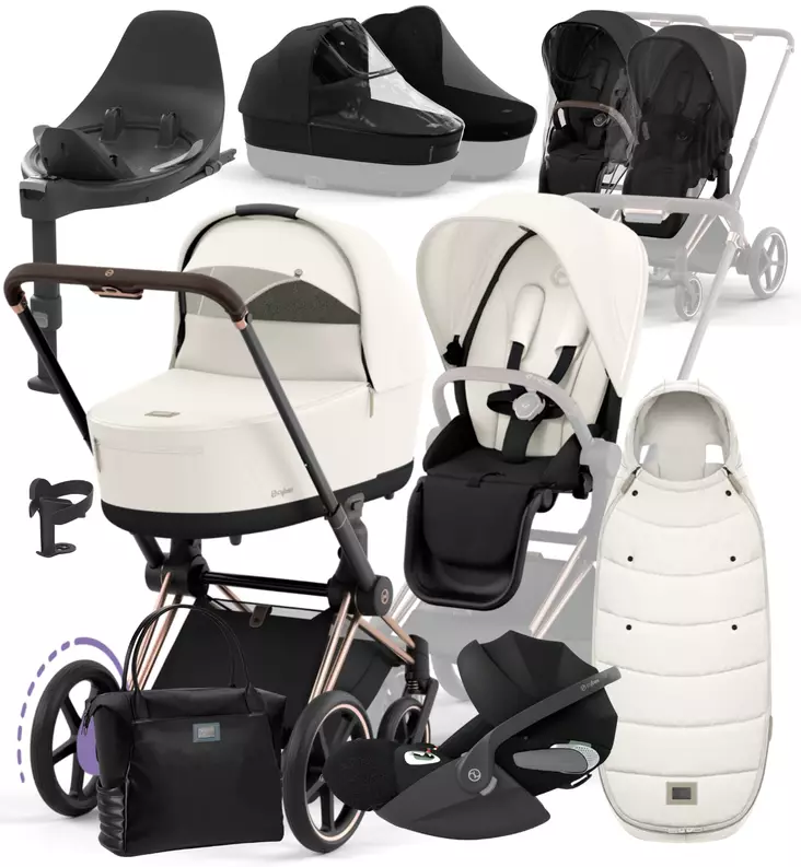 Cybex ePriam Lastenvaunujen Starttipaketti All-in-One Off White wauva - Yhdistelmävaunut - 521002373-ASPOW - 1