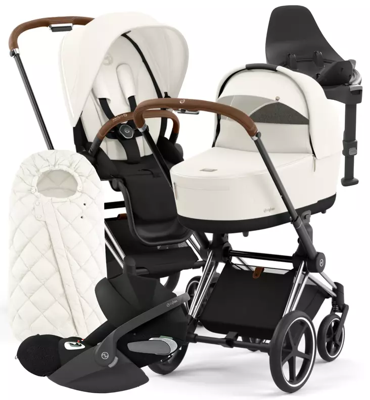 Cybex Priam 4 Lastenvaunujen Starttipaketti turvakaukalolla ja jalustalla + Snøgga lämpöpussi wauva - Yhdistelmävaunut - 521002319-SNPOW - 1