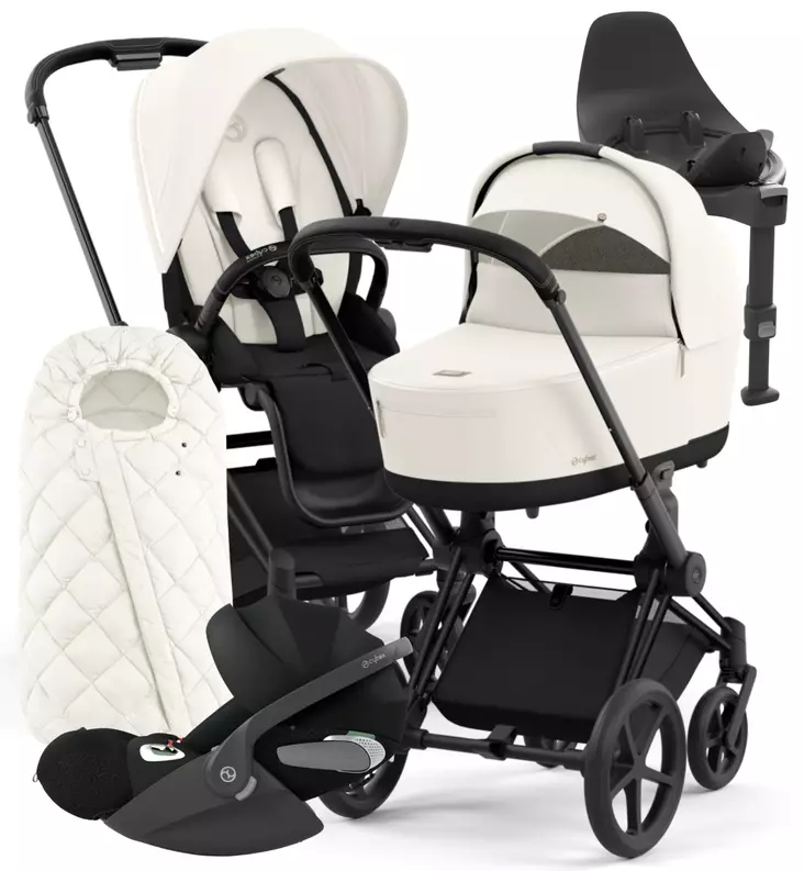 Cybex Priam 4 Lastenvaunujen Starttipaketti turvakaukalolla ja jalustalla + Snøgga lämpöpussi wauva - Yhdistelmävaunut - 521002331-SNPOW - 1