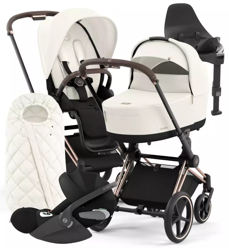 Cybex Priam 4 Lastenvaunujen Starttipaketti turvakaukalolla ja jalustalla + Snøgga lämpöpussi wauva - Yhdistelmävaunut - 521002337-SNPOW - 1