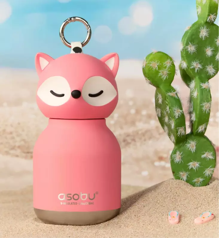 asobu mini bestie lasten metallinen pillipullo wauva - Lasten mukit, nokkamukit ja pillimukit - IBV44PINKFOX - 1