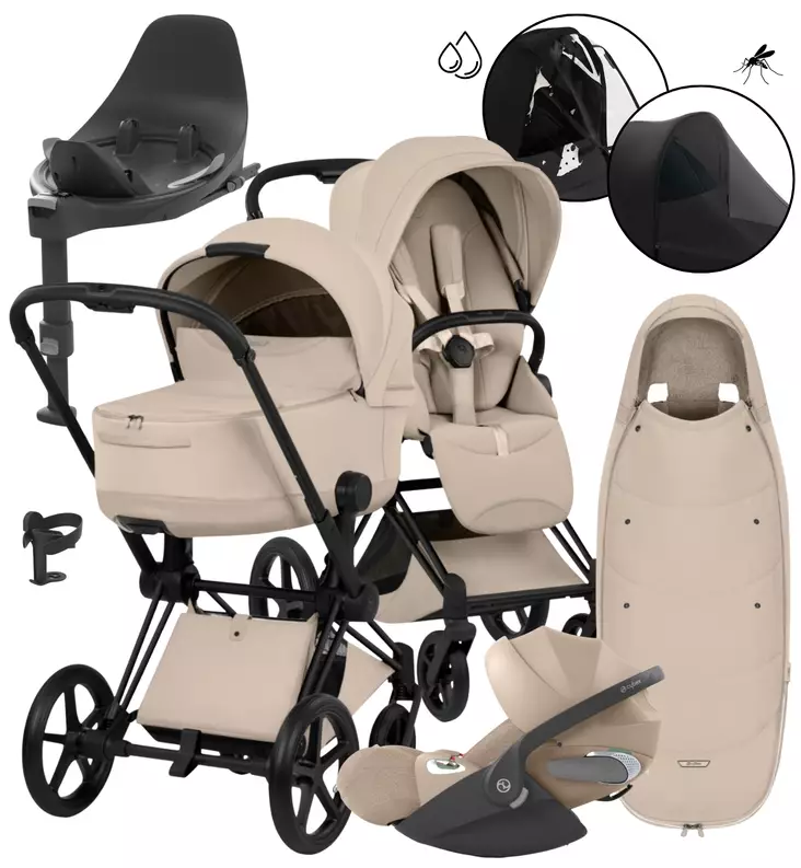Cybex Priam Style Lastenvaunujen All-in-One Starttipaketti cozy beige matt black wauva - Yhdistelmävaunut - 526000211-PALLCOZY - 1