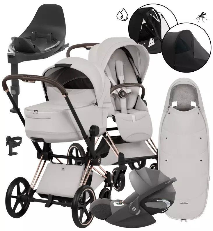 Cybex Priam Style Lastenvaunujen All-in-One Starttipaketti city grey rose gold wauva - Yhdistelmävaunut - 526000221PALLCITY - 1