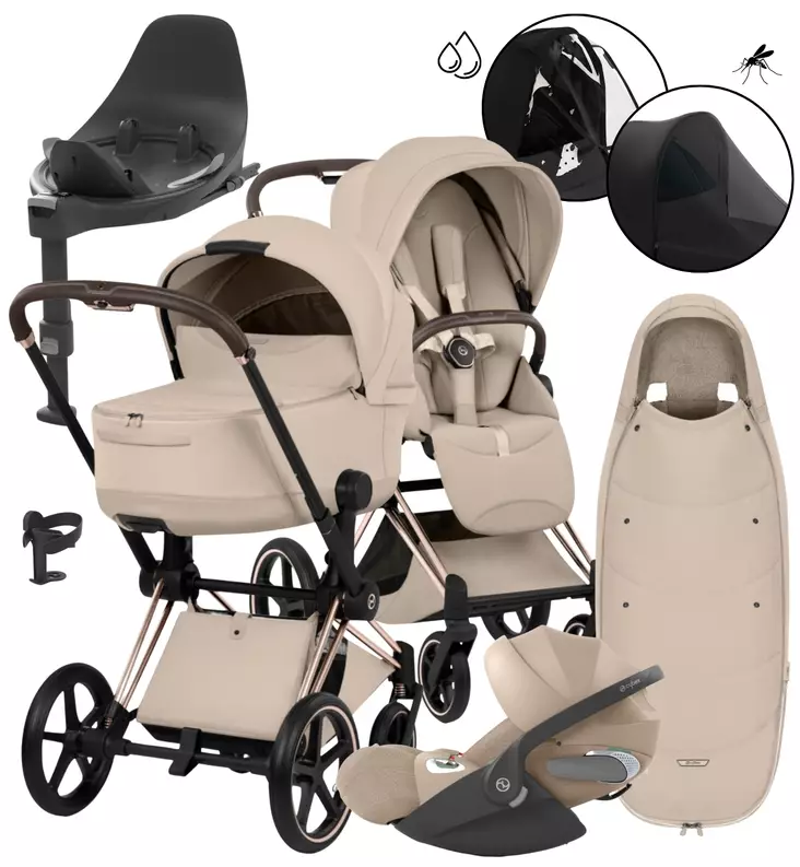 Cybex Priam Style Lastenvaunujen All-in-One Starttipaketti cozy beige rose gold wauva - Yhdistelmävaunut - 526000221PALLCOZY - 1